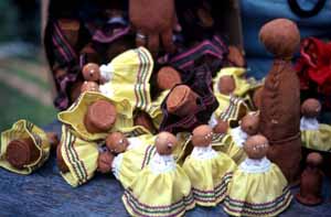 Collection of Seminole dolls in the process of being made by Mary Billie: Big Cypress Seminole Indian Reservation, Florida (1980)