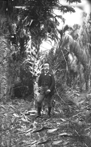 John Hamilton Gillespie poses under a large palmetto: Sarasota, Florida (1901)