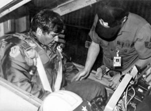 Governor Bob Graham in cockpit ready for F106 flight with Florida Air National Guard: Saint Augustine, Florida (between 1979 and 1987)