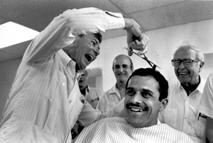 Bob Graham during work day as a barber (1979)