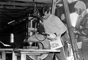 State Senator Bob Graham during workday as a factory worker at the Shepard Truss Company: Bradenton, Florida (1978)