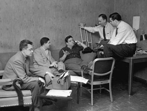 Script writers with Jackie Gleason (c. 1965)