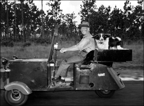 Noriam Sretaw with his dog "Skipper" on U.S. Highway 1 (1947)