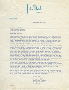Letter from Jordan Marsh (1969)