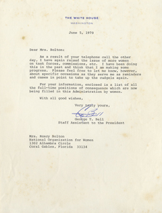 Letter from Presidential Staff Assistant George T. Bell, June 5, 1970