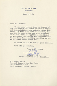 Letter from Presidential Staff Assistant George T. Bell, June 9, 1970