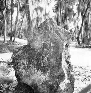 Limestone stele at Crystal River State Park (1960s)
