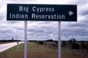 Road sign for the Big Cypress Seminole Indian Reservation (c. 1970s)