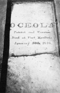 Tombstone for Seminole resistance leader Osceola: Fort Moultrie, SC (c. 1900s)