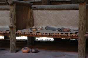 Reconstruction of Apalachee sleeping area at the San Luis Mission site: Tallahassee, Florida (2005)