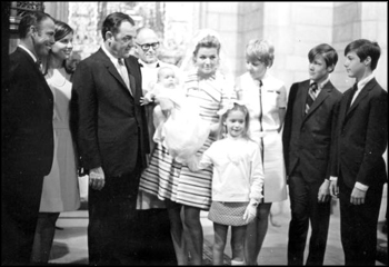 Scene from the christening of Governor Claude Kirk's daughter Claudia: Palm Beach, Florida (December 29, 1968)