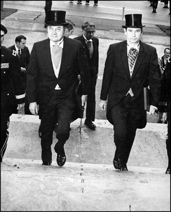 Florida Governor Kirk and Governor-elect Askew mounting the steps of the Capitol (January 5, 1971)