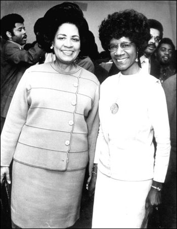 Gwendolyn Sawyer Cherry, Florida House of Representatives (left), and Shirley Chisholm, United States Congress, at the Democratic National Convention: Miami Beach, Florida (1972) 
