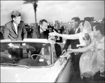Crowd greeting President John F. Kennedy in Miami, Florida (1963)