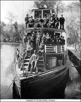Tourists aboard the river steamboat "Okeehumkee": Silver Springs, Florida (188-)