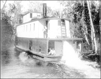 Steamboat "Astatula" running through the swamp: Marion County, Florida (1892)