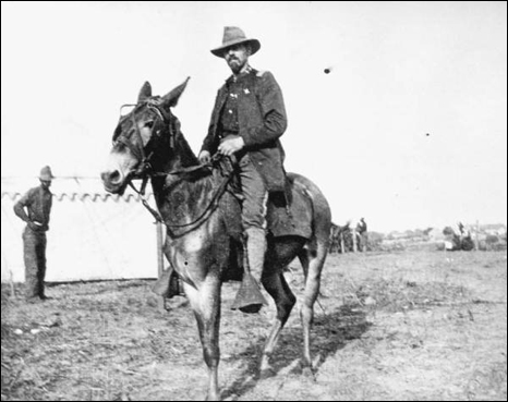 Spanish-American War officer on a mule (1898)