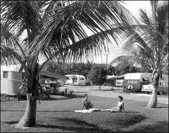 Unidentified women sunbath at the Hollywood Beach Trailer Park : Hollywood, Florida (1953)