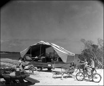 Family with their travel trailer: Monroe County, Florida (1966)