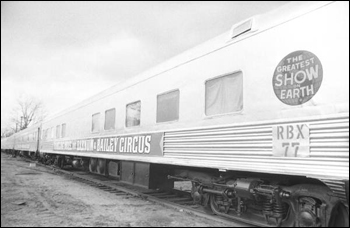 View of Ringling Bros. and Barnum & Bailey's train cars: Tallahassee, Florida (1985)