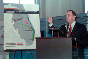 Robert Blanchette, President of TGV of Florida, Inc presents his proposal for the Bullet Train: Tallahassee, Florida (1988)