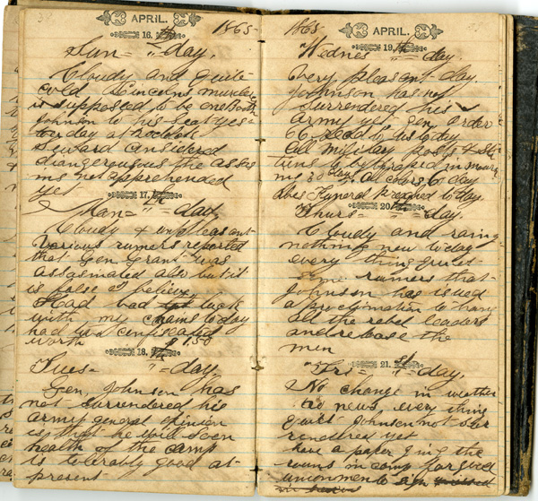 Wilber Wightman Gramling Diary, 1864-1865