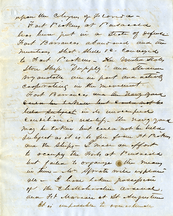 M. S. Perry to F. W. Pickens, January 12, 1861
