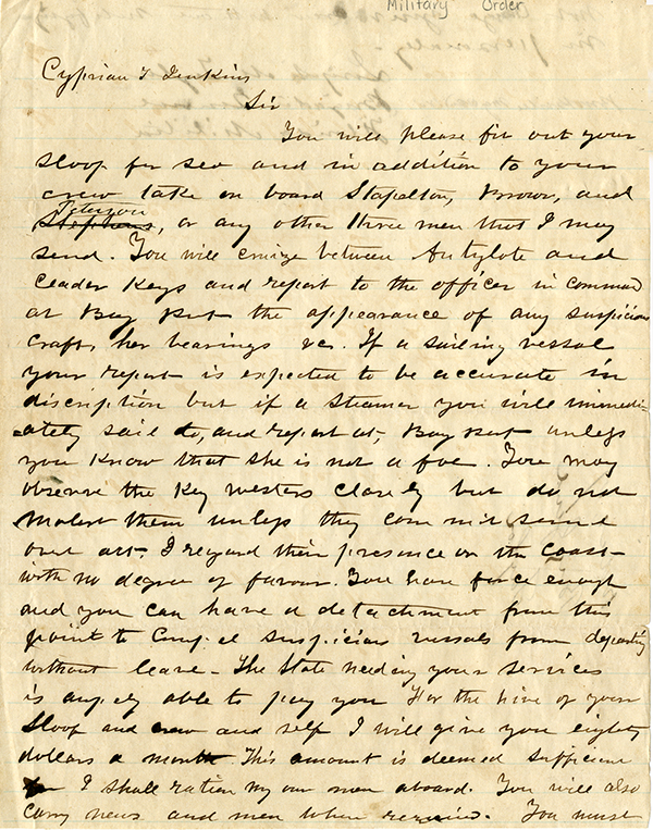 Brigadier General Joseph M. Taylor to Cyprian T. Jenkins, May 22, 1861
