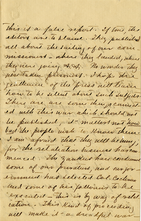 J. D. Pittman to My Dear Mother, November 18, 1861 
