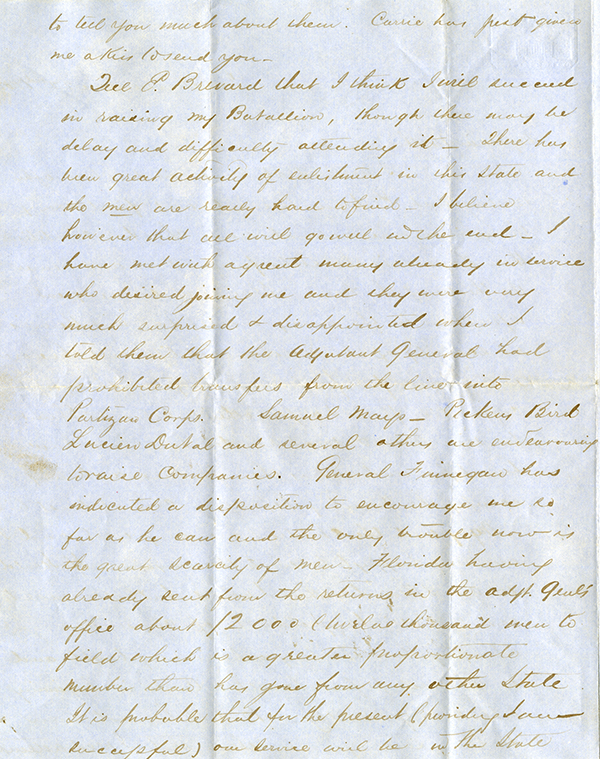 W. B. to My Dear Mother, June 22, 1862
