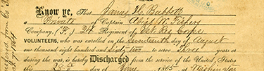 Discharge papers of James Bubbett, 1865