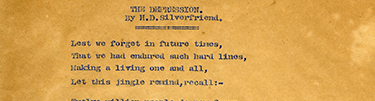“The Depression,” a poem written by Henry Silverfriend
