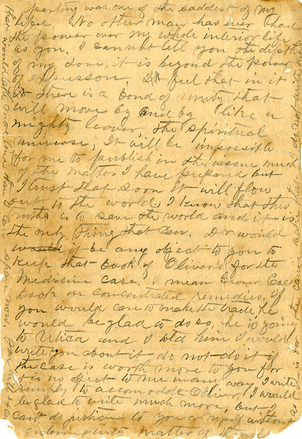 Correspondence from Dr. Teed to Dr. Andrews, 1887
