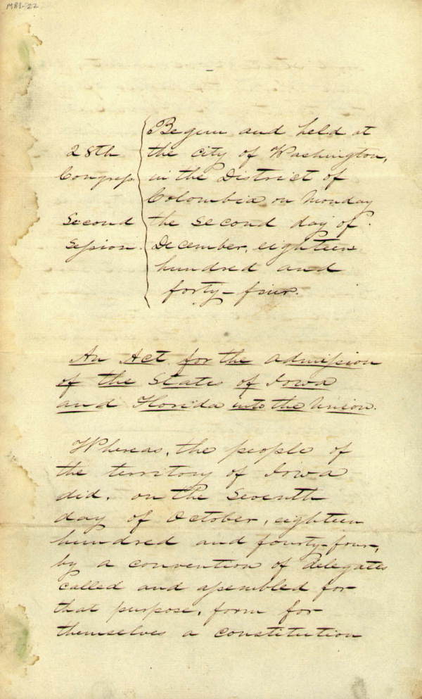 Act Establishing Florida Statehood, 1845