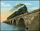 Florida East Coast Railway, Key West Extension, express train at sea, crossing famous Long Key Viaduct, Florida