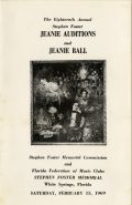 18th Annual Stephen Foster Jeanie Auditions and Jeanie Ball Brochure, 1969