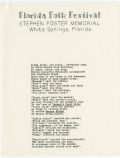 Florida Folk Festival Poem by Thelma Boltin, ca. 1958