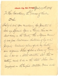 Letter from Charles Ainge to Governor William Bloxham, April 29, 1898