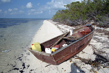 Cuban refugee boat beached on the south side of the Marquesas Keys