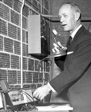 Governor Farris Bryant checking emergency radio: Tallahassee, Florida (1962)