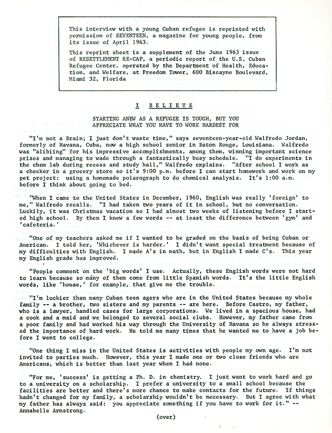 Resettlement Re-Cap, June 1963