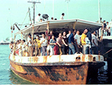 The "El Dorado" arriving with Cuban refugees during the Mariel Boatlift: Key West, Florida