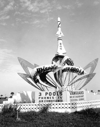 TMotel sign in Cocoa Beach, Florida (1958)