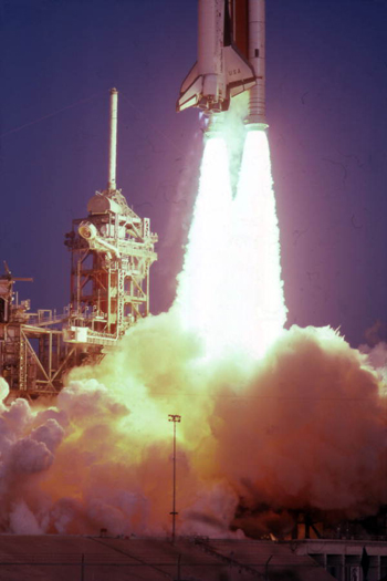 View of space shuttle launch at the Kennedy Space Center (Not before 1982)