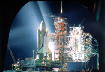 Space shuttle on launch complex at the Kennedy Space Center: Merritt Island, Florida (between 1979 and 1981)