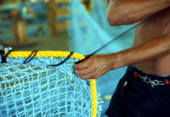 Trawl being made at Burbank Trawl Makers: Fernandina Beach, Florida (1982)