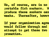 Letter to a Grocery Store Promoting Fish Smokers