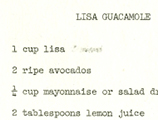 Recipe for Lisa Guacamole, 1963
