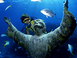 Christ of the Abyss bronze sculpture at John Pennekamp Coral Reef State Park