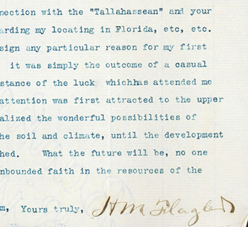 Letter from Henry Flagler to Ellen Call Long